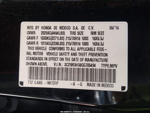 Honda CR-V LX 2016 3CZRM3H38GG705494 Image 9