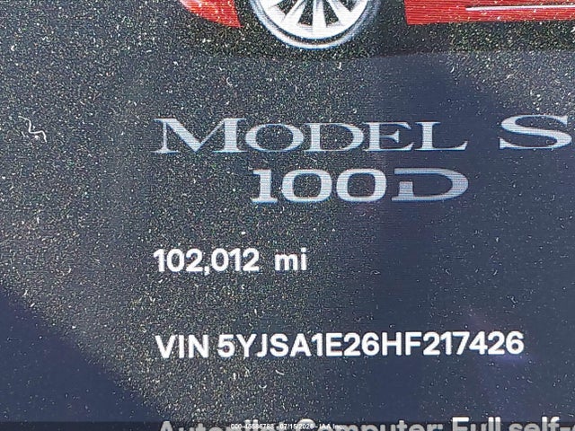 45586788 :رقم المزاد ، 5YJSA1E26HF217426 vin ، 2017 Tesla Model S 100d/60d/75d/90d/p100d مزاد بيع