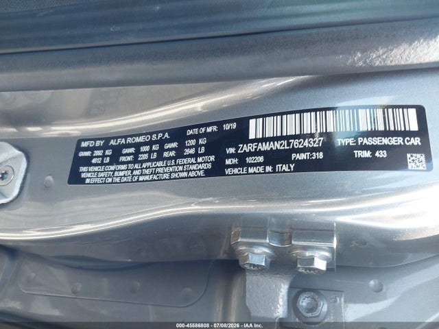 Alfa Romeo Giulia Rwd 2020 ZARFAMAN2L7624327 Image 9