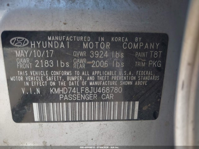 Hyundai ELANTRA SE 2018 KMHD74LF8JU468780 Image 9