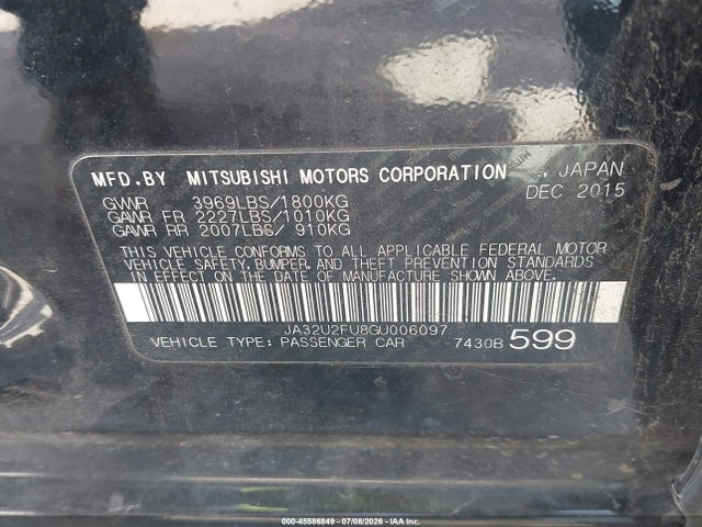 Продажа на аукционе авто 2016 Mitsubishi Lancer Es, vin: JA32U2FU8GU006097, номер лота: 45586849