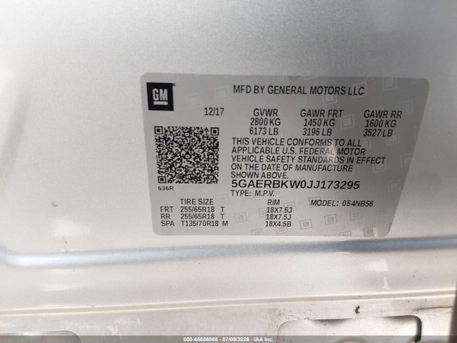 Продаж на аукціоні авто 2018 Buick Enclave Essence, vin: 5GAERBKW0JJ173295, номер лоту: 45586868