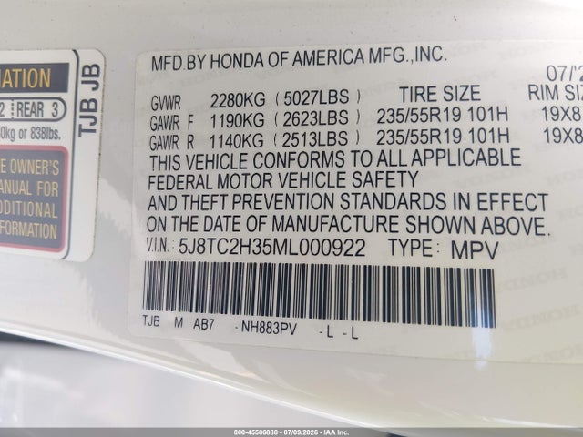 Продаж на аукціоні авто 2021 Acura Rdx Standard, vin: 5J8TC2H35ML000922, номер лоту: 45586888