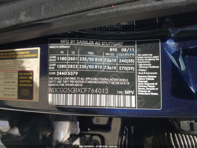 Aukcja sprzedaży 2012 Mercedes-benz Glk 350, vin: WDCGG5GBXCF764013, numer aukcji: 45586953