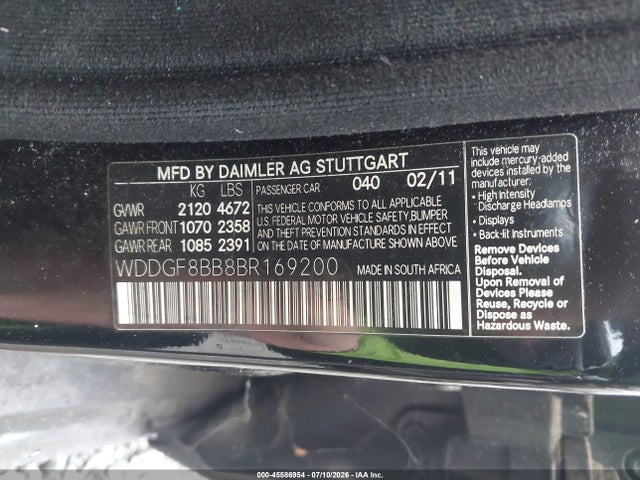 Aukcja sprzedaży 2011 Mercedes-benz C 300 Sport 4matic, vin: WDDGF8BB8BR169200, numer aukcji: 45586954