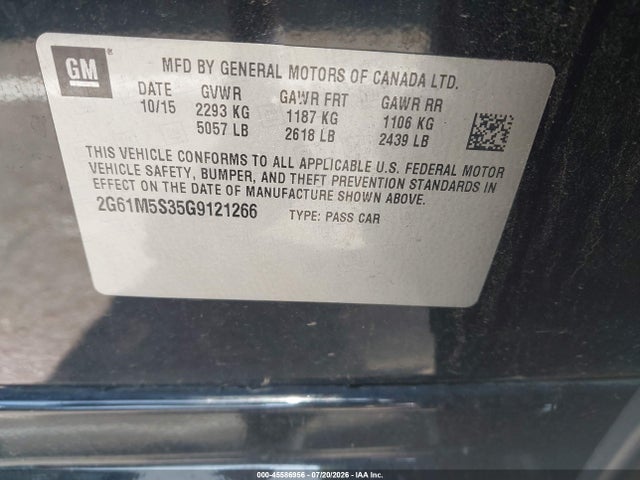 45586956 :رقم المزاد ، 2G61M5S35G9121266 vin ، 2016 Cadillac Xts Luxury Collection مزاد بيع