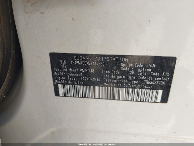 Продажа на аукционе авто 2021 Subaru Ascent Premium, vin: 4S4WMAEDXM3412569, номер лота: 45587041