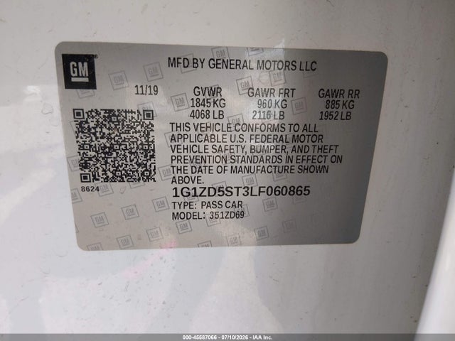 1G1ZD5ST3LF060865 Chevrolet Malibu Fwd Lt