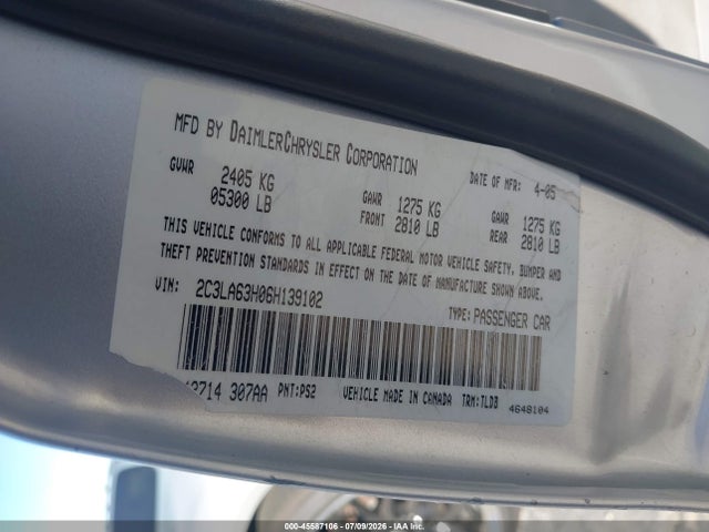 2006 Chrysler 300c მანქანა იყიდება აუქციონზე, vin: 2C3LA63H06H139102, აუქციონის ნომერი: 45587106