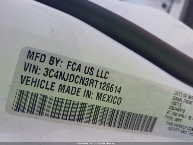 Продажа на аукционе авто 2024 Jeep Compass Limited 4x4, vin: 3C4NJDCN3RT126614, номер лота: 45587137