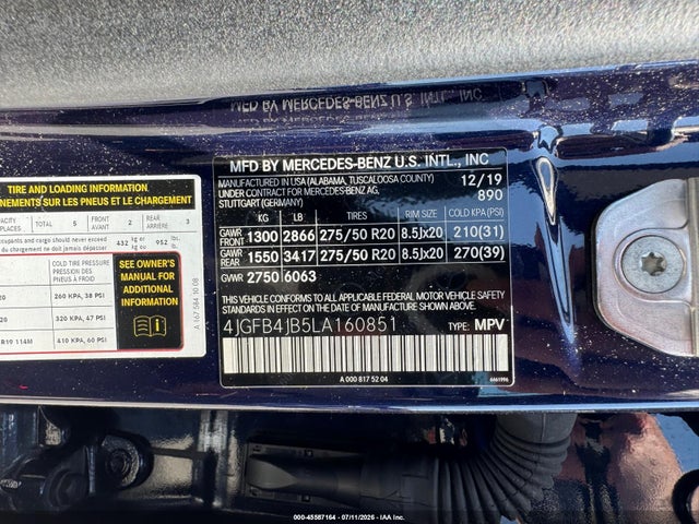 Aukcja sprzedaży 2020 Mercedes-benz Gle 350, vin: 4JGFB4JB5LA160851, numer aukcji: 45587164