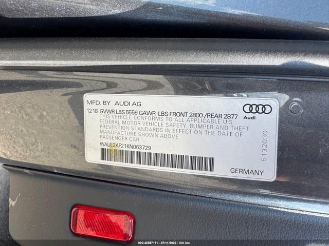 Продаж на аукціоні авто 2019 Audi A6 55 Premium, vin: WAUL2AF21KN063729, номер лоту: 45587171