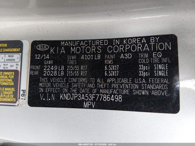 Aukcja sprzedaży 2015 Kia Soul +, vin: KNDJP3A53F7786498, numer aukcji: 45587183