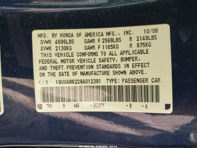 Продаж на аукціоні авто 2009 Acura Tl 3.5, vin: 19UUA86229A012391, номер лоту: 45587189