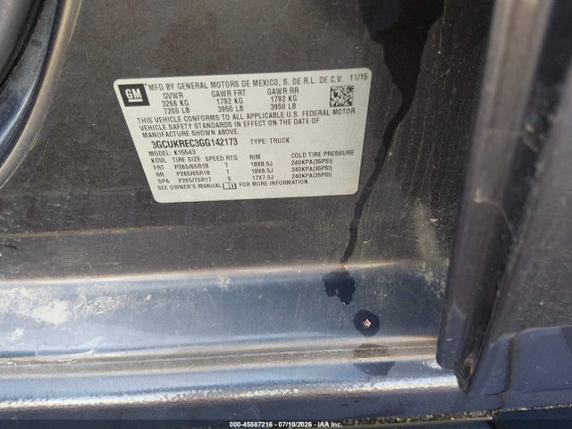 3GCUKREC3GG142173 Chevrolet Silverado 1500 Lt