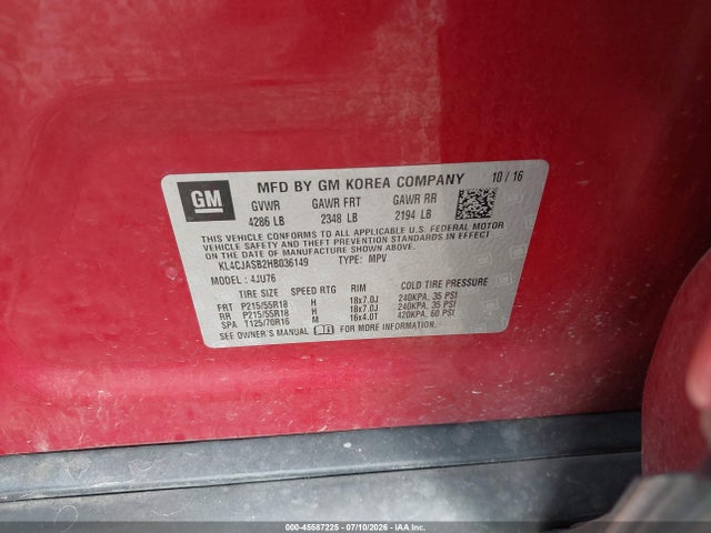 Продаж на аукціоні авто 2017 Buick Encore Preferred, vin: KL4CJASB2HB036149, номер лоту: 45587225