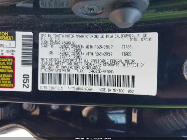 3TMCZ5AN7JM174690 Toyota Tacoma Trd Sport