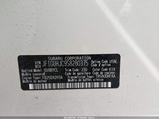 45587240 :رقم المزاد ، JF1GUHJC9S8280375 vin ، 2025 Subaru Impreza Rs 5-door مزاد بيع