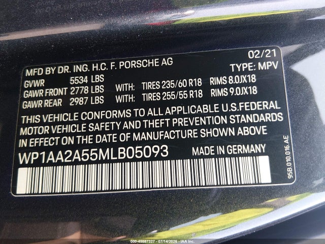 Porsche Macan 2021 WP1AA2A55MLB05093 Image 9