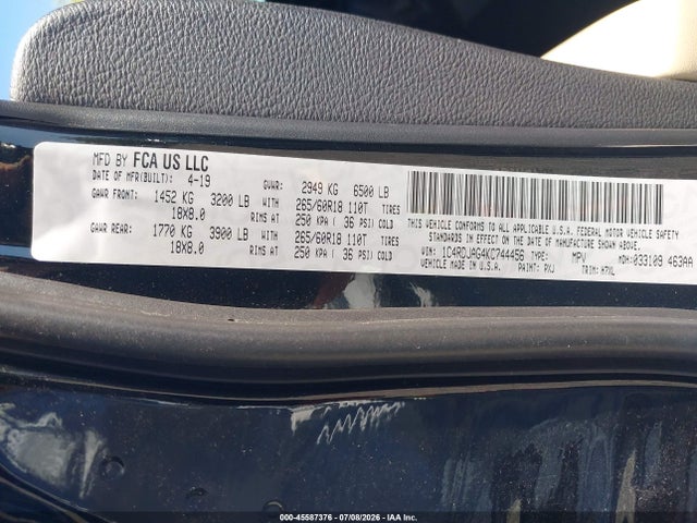 Dodge Durango Sxt Awd 2019 1C4RDJAG4KC744456 Image 9