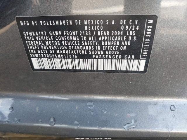 Продаж на аукціоні авто 2025 Volkswagen Jetta 1.5t Se, vin: 3VW7X7BU6SM017675, номер лоту: 45587405