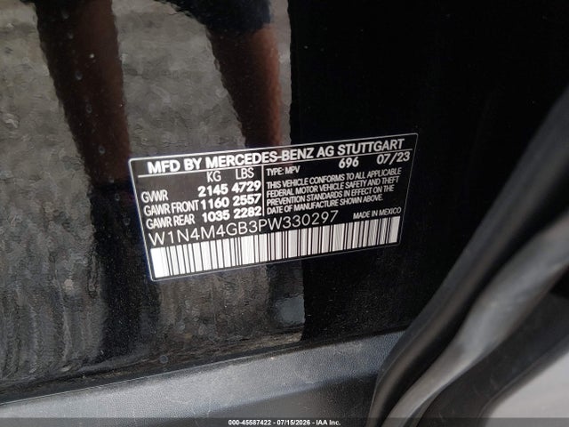 Aukcja sprzedaży 2023 Mercedes-benz Glb 250, vin: W1N4M4GB3PW330297, numer aukcji: 45587422