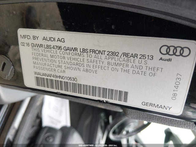 Audi A4 PREMIUM 2017 WAUANAF49HN010530 Image 9