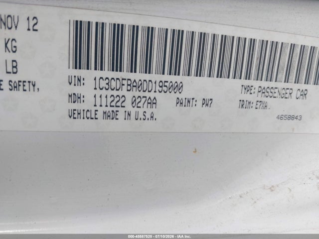 Продажа на аукционе авто 2013 Dodge Dart Sxt, vin: 1C3CDFBA0DD195000, номер лота: 45587525