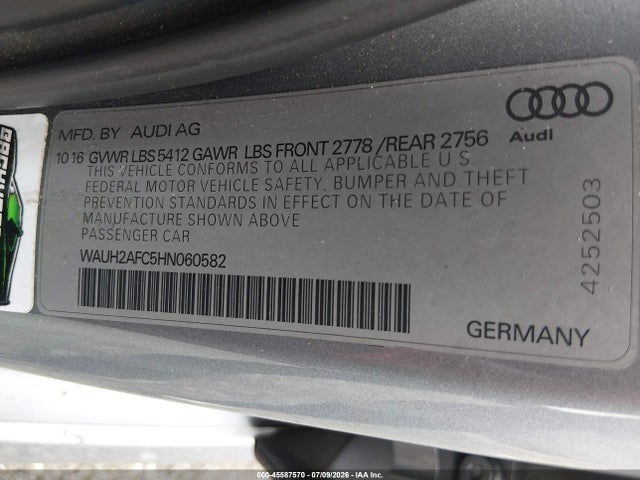 Продажа на аукционе авто 2017 Audi A6 Prestige, vin: WAUH2AFC5HN060582, номер лота: 45587570