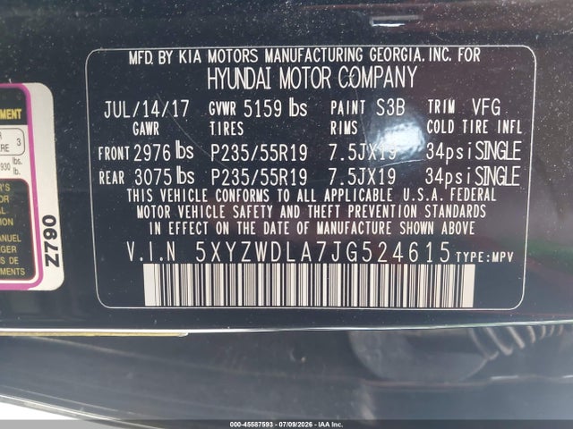 Aukcja sprzedaży 2018 Hyundai Santa Fe Sport 2.0t Ultimate, vin: 5XYZWDLA7JG524615, numer aukcji: 45587593