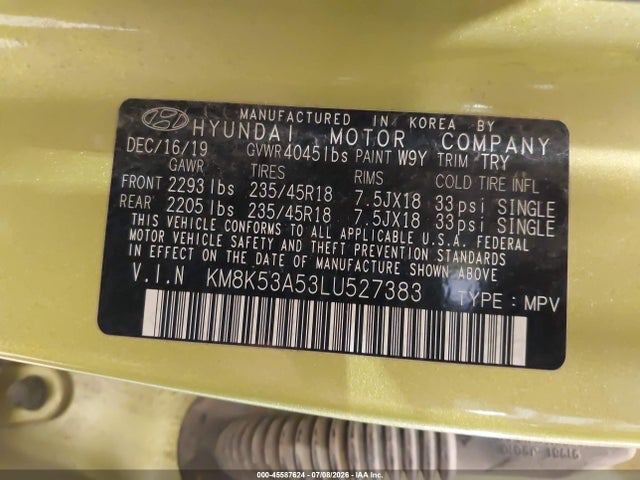 Продаж на аукціоні авто 2020 Hyundai Kona Ultimate, vin: KM8K53A53LU527383, номер лоту: 45587624