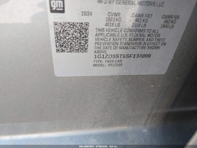 Auction sale of the 2025 Chevrolet Malibu Fwd 1lt, vin: 1G1ZD5ST9SF134899, lot number: 45587653