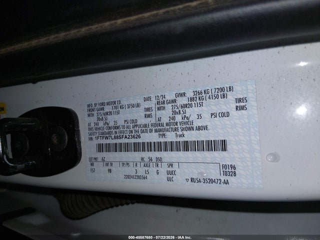 1FTFW7L88SFA23626 Ford F-150 Platinum