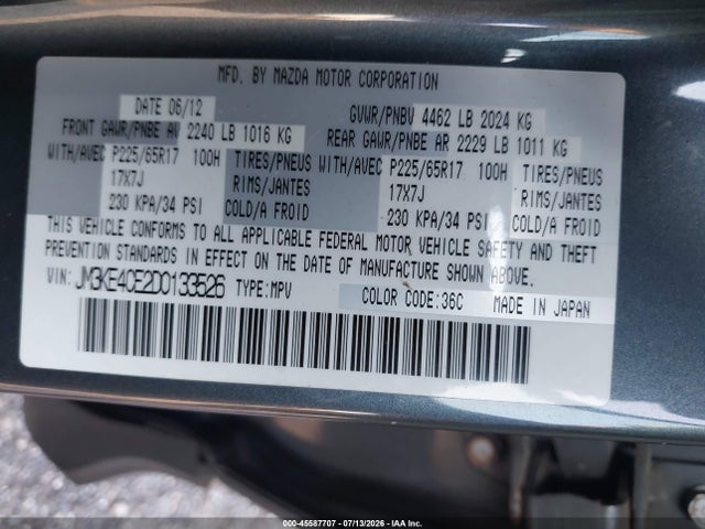 Продаж на аукціоні авто 2013 Mazda Cx-5 Touring, vin: JM3KE4CE2D0133526, номер лоту: 45587707