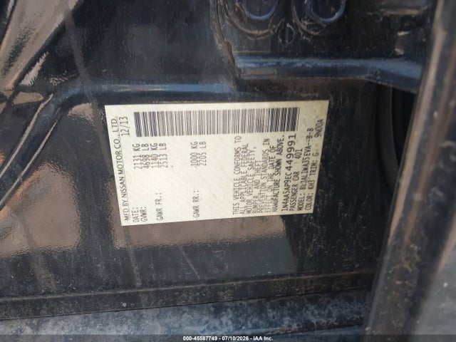 45587749 :رقم المزاد ، 1N4AA5AP9EC449991 vin ، 2014 Nissan Maxima 3.5 Sv مزاد بيع