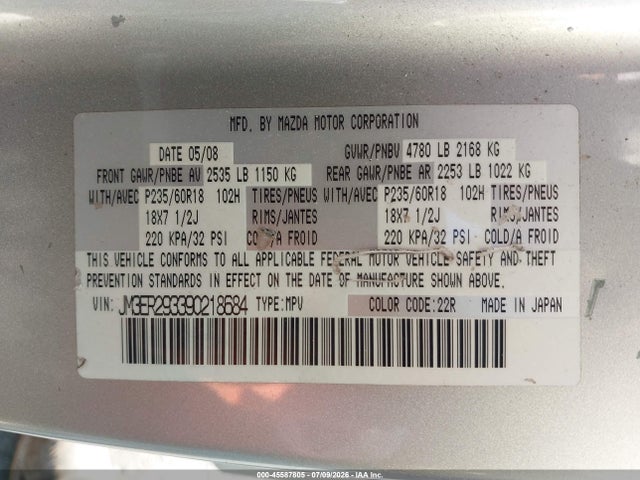 Продажа на аукционе авто 2009 Mazda Cx-7 Sport, vin: JM3ER293390218684, номер лота: 45587805