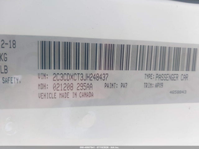 45587841 :رقم المزاد ، 2C3CDXCT3JH248437 vin ، 2018 Dodge Charger R/t Rwd مزاد بيع