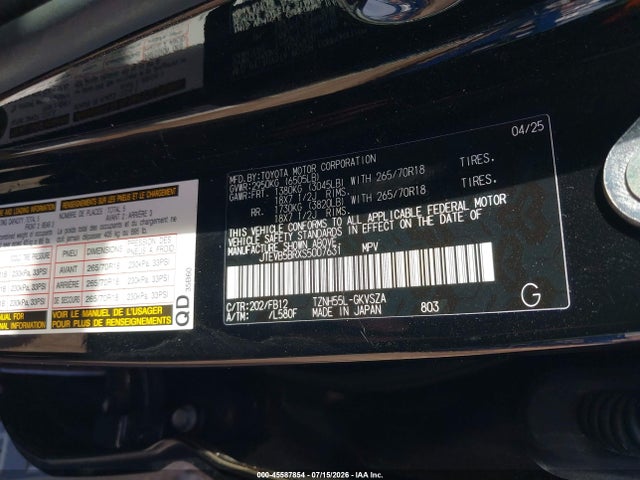 JTEVB5BRXS5007631 Toyota 4runner Hybrid Trd Off Road