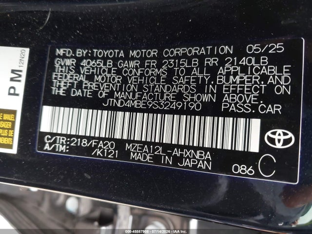 Toyota Corolla Nightshade Edition 2025 JTND4MBE9S3249190 Image 9