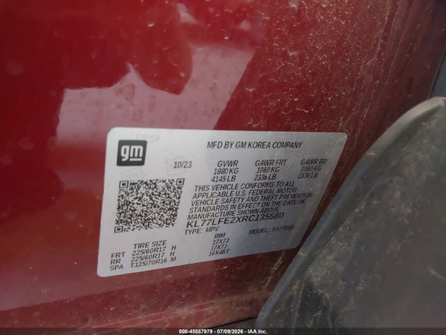 Продаж на аукціоні авто 2024 Chevrolet Trax Fwd Sp, vin: KL77LFE2XRC135580, номер лоту: 45587979