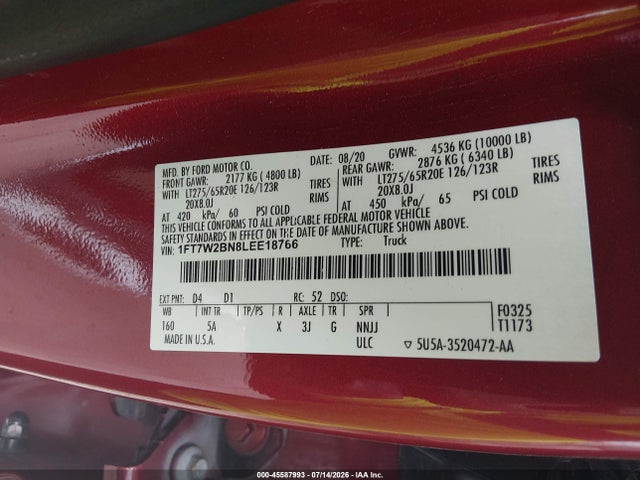 1FT7W2BN8LEE18766 Ford F-250 King Ranch/lariat/platinum/xl/xlt