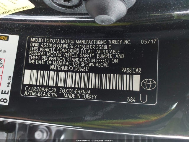 45588010 :رقم المزاد ، NMTKHMBXXJR014617 vin ، 2018 Toyota C-hr Xle مزاد بيع