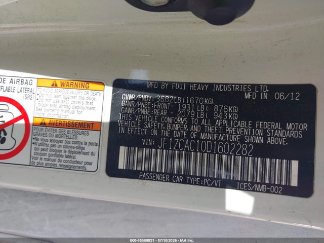 Продажа на аукционе авто 2013 Subaru Brz Limited, vin: JF1ZCAC10D1602282, номер лота: 45588021