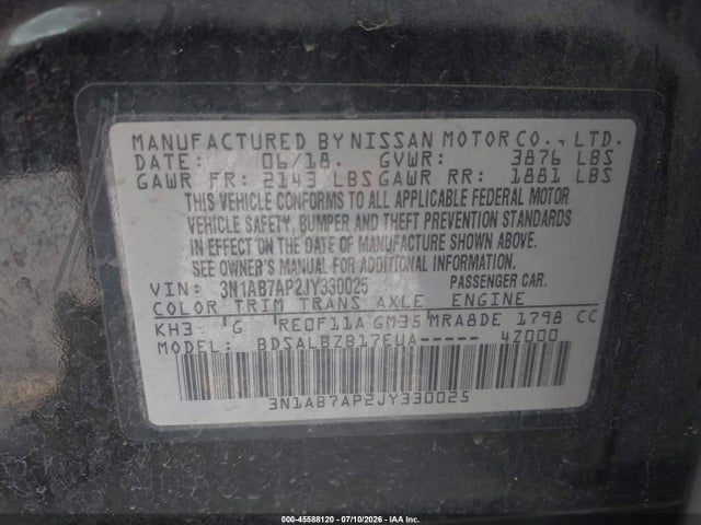 Nissan SENTRA S 2018 3N1AB7AP2JY330025 Image 9