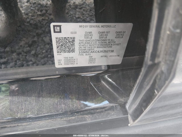 Продажа на аукционе авто 2018 Chevrolet Tahoe Ls, vin: 1GNSCAKC4JR252738, номер лота: 45588152