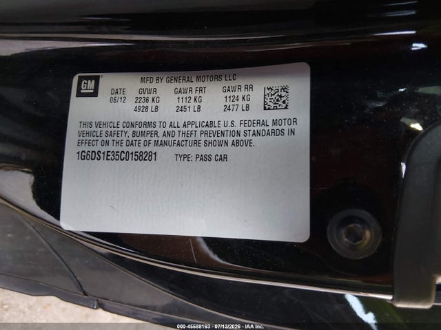 Продажа на аукционе авто 2012 Cadillac Cts Premium, vin: 1G6DS1E35C0158281, номер лота: 45588163