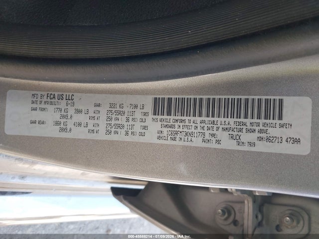 45588214 :رقم المزاد ، 1C6SRFMT3KN911779 vin ، 2019 Ram 1500 Big Horn/lone Star  4x4 6'4 Box مزاد بيع