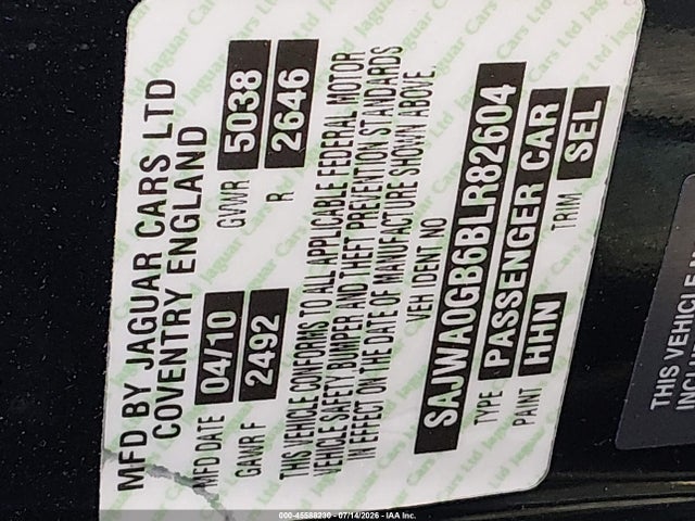 Продажа на аукционе авто 2011 Jaguar Xf Premium, vin: SAJWA0GB6BLR82604, номер лота: 45588230
