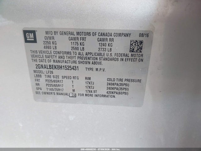 Chevrolet EQUINOX LS 2017 2GNALBEK8H1525431 Image 8