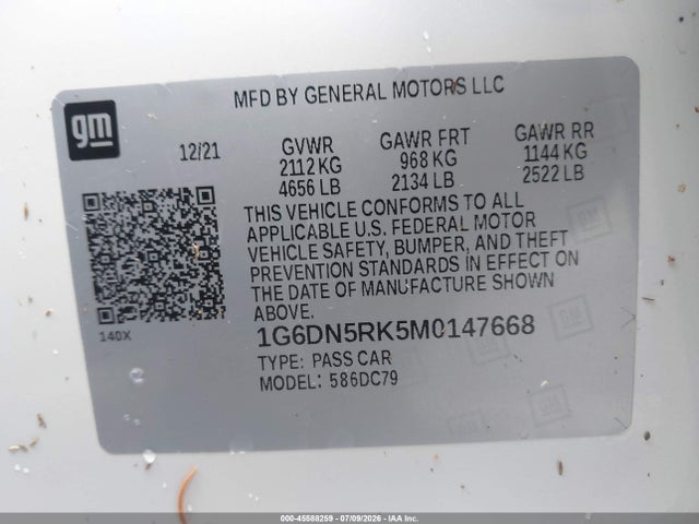 45588259 :رقم المزاد ، 1G6DN5RK5M0147668 vin ، 2021 Cadillac Ct5 Premium Luxury مزاد بيع